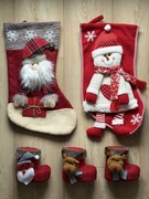 Świąteczne buty buciki na prezenty, skarpety prezentowe - zestaw 2+3