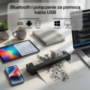 Bezprzewodowa Drukarka Termiczna 2026 A4 Bluetooth + 10 arkuszy Android iOS