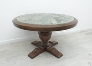 Stylowy dębowy stolik z marmurowym blatem, połowa XXw. Po renowacji. 