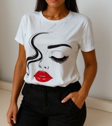 Biała bluzka damska t-shirt xl twarz kobieta 