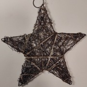 Ozdoba świąteczna, gwiazdka w srebrnym brokacie 
