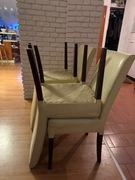 Krzesła 6 sztuk (4+2), kolor ecru, eko-skóra.