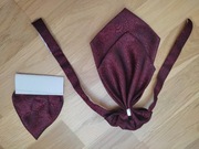 elegancki bordowy zestaw ala krawat/ mucha + poszetka