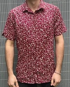 Vintage Klasyczna Koszula Z Rumiankami Czerwona Klubowa George