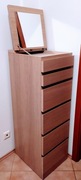 MALM Komoda, 6 szuflad, okleina dębowa bejcowana na biało/lustro, 40x123 cm