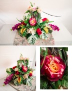 Kompozycja nagrobna z latarnią 77 cm | betonowa misa | kwiaty premium