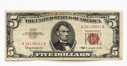 Stany Zjednoczone Ameryki USA 5 dolarów z czerwoną pieczęcią 1963 P.383