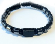 BRANSOLETKA TALIZMAN KAMIEŃ SUROWY TURMALIN HEMATYT SZER. 18 NA WYMIAR 