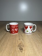 2 małe kubki w serduszka czerwony i biały