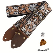 Skórzany pas do gitary z haftem 