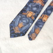 niebieski  krawat vintage D'em Crazy made in U.S.A.