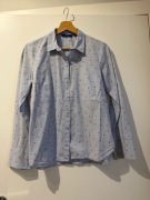 Niebieska koszula z długim rękawem w czerwone serduszka, Tom Tailor – 36