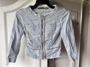 Żakiet damski na zamek, jeansowy, Stradivarius, S, w paski
