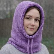 Balaclava oversize kominiarka kaptur zamiast czapki z merino piękny liliowy