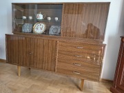 Kredens z witryną, wysoki połysk, PRL