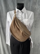 Nerka torebka taupe skóra zamsz naturalny Włoska - nowa