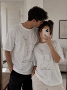 Komplet koszulek dla par You Feel Like Home oversize line art