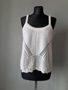 Biała piękna bluzka top crop 42/XL na szydełku atmosphere
