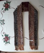 Paszmina, szal, odcienie fioletu, złote nitki, Pashmina 100%