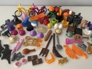 Lego akcesoria rower jedzenie czapka instrumenty narty miś konewka miotła