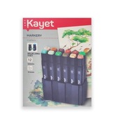 permanentne markery dwustronne, kayet markery 12 sztuk zielenie i brązy