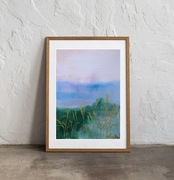 Akwarela A4 "Złote trawy na łące", malowane ręcznie, jesienny obraz