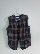 Kamizelka w kratkę 93% wełna dziewicza Rene lezard
