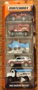 Matchbox 5 Pack MBX Marine RESCUE Ford Explorer Scrambulance Nowy