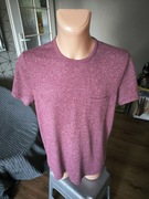 Abercrombie & Fitch t-shirt męski L z kieszonką bordowy melanż czerwona