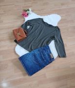 Zielona bluzka damska Marks and Spencer rozmiar L rękaw 3/4