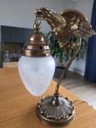 mosiężne lampy wisząca 3+1 i stolikowa