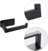 Samoprzylepny uchwyt na papier toaletowy czarny ze stali nierdzewnej 