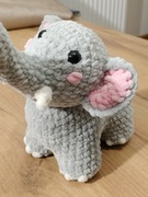 Maskotka SŁOŃ SŁONIK pluszak zabawka przytulanka handmade na szydełku