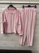 Komplet Dresowy Soft Touch Pastelowy Róż Welur Rozmiar Uniwersalny