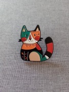 Pin przypinka broszka odznaka szpilka kot kotek kolorowy.