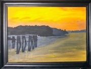 OLEJ NA PŁÓTNIE "Zachód słońca nad rzeką"