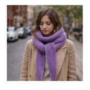 Duży ręcznie robiony ciepły szalik komin otulacz Sophie z wełną merino