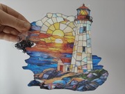 Nowy witraż witrażyk dekoracja okienna latarnia pejzaż morski