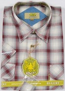 Koszula męska biała w kratkę na krótki rękaw kołnierzyk 41/42 L