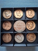 Zestaw MEDALE 9szt Szwedzkie królowe Pamiątkowa plakietka  Szwecja