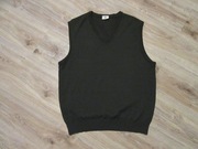 MARZ męski sweter bezrękawnik ciemna zieleń 100% wełna _ 52 / L
