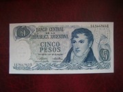 BANKNOT  ARGENTYNA 5 Pesos 1975 r. UNC