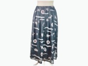 Mondi Spódnica Midi/Maxi Patrycja S Szara Wzór Etno Zwiewna BDB