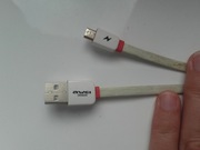 Kabel USB microUSB AWEI, 30cm, płaski, biało-czerw