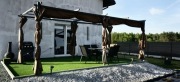 Brązowa pergola tarasowa 3x6m z zasłonami
