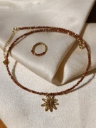 Naszyjnik z pierścionkiem piasek pustyni,stal szlachetna 316L