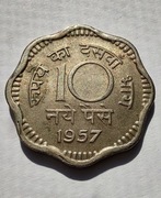 INDIE 10 Paise 1957 okołoMENNICZA 