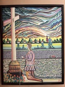 Modlitwa mężczyzny pod krzyżem