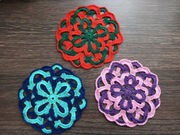 Zestaw serwetek na szydełku kordonek kolorowe 