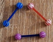 Kolczyki z bioplastu język 1.6/16/6mm 3szt nieuczulające piercing + PUDEŁKO